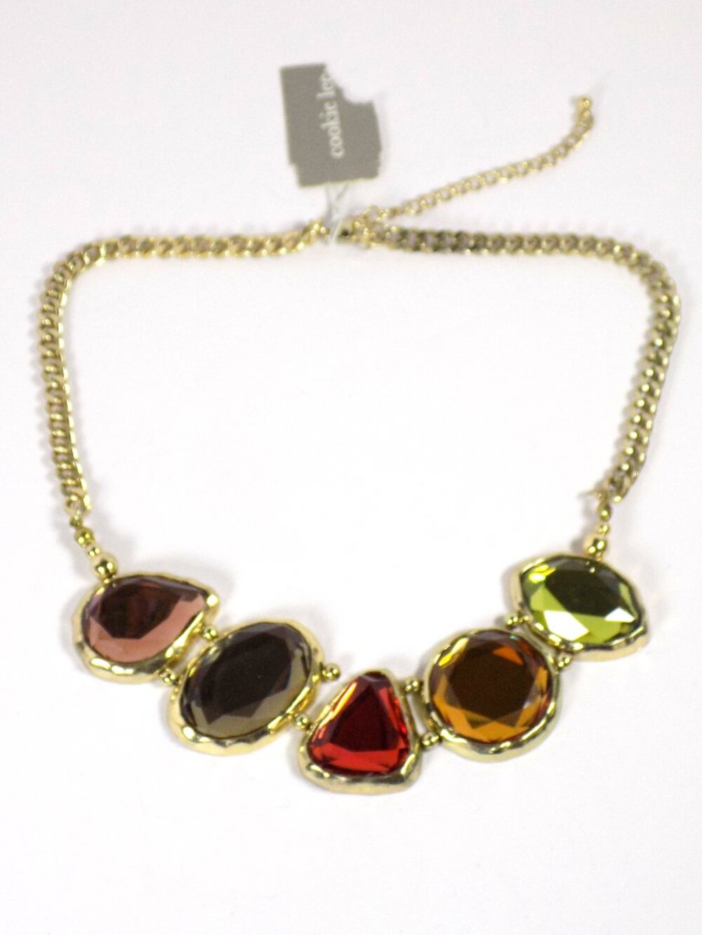 Cookie Lee Statement Necklace Multi-color Acrylic Stones Gold-plated Geometric